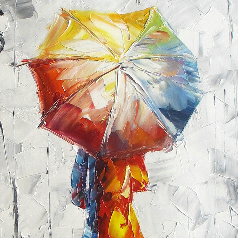 Wall Art Oil Painting On Canvas "lady under the umbrella" Living Room Decor